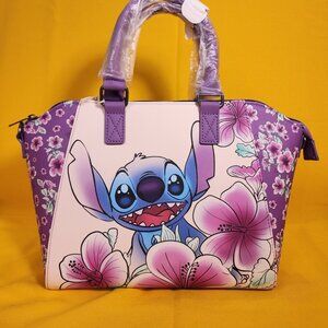 Loungefly Disney Lilo and Stitch Scrump Flowers Purple Satchel Handbag NEW